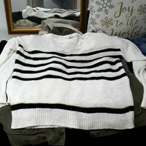 White and navy blue sweater